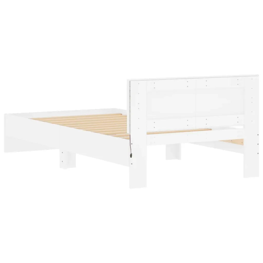 Letto singolo | Letto per adulti | Giroletto con Testiera e LED Bianco 100x200 cm - Image 9