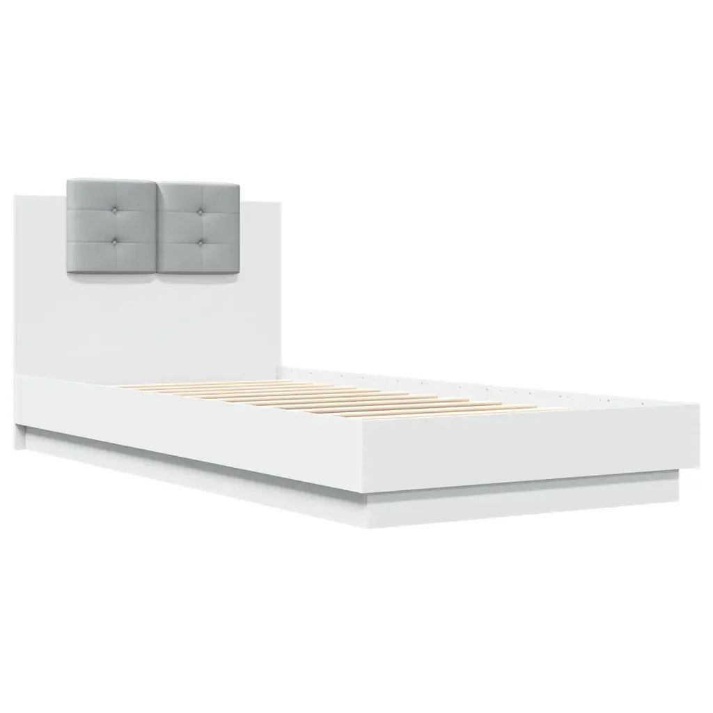 Letto singolo | Letto per adulti | Giroletto con Testiera e LED Bianco 100x200 cm - Image 4