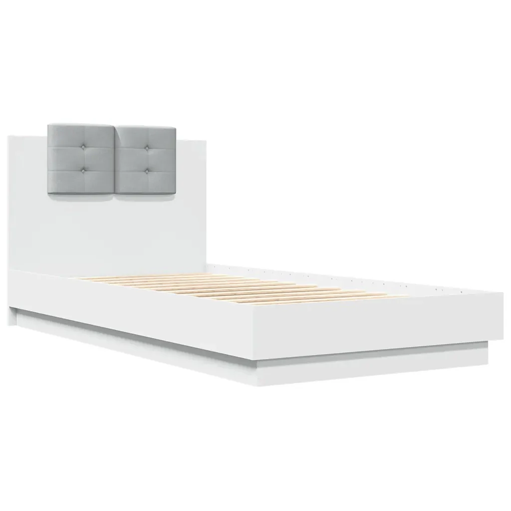 Letto singolo | Letto per adulti | Giroletto con Testiera e LED Bianco 75x190 cm - Image 3