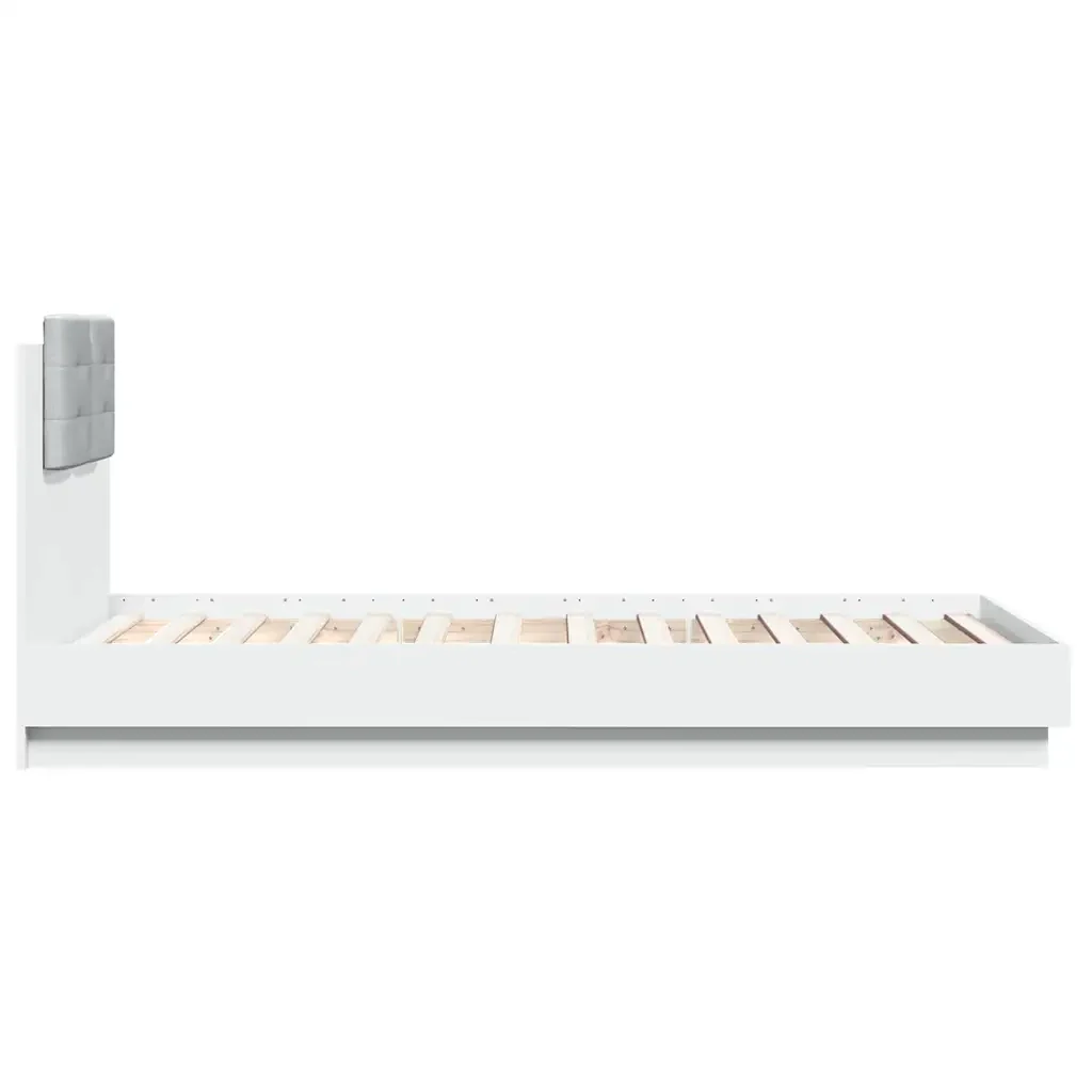 Letto singolo | Letto per adulti | Giroletto con Testiera e LED Bianco 75x190 cm - Image 7