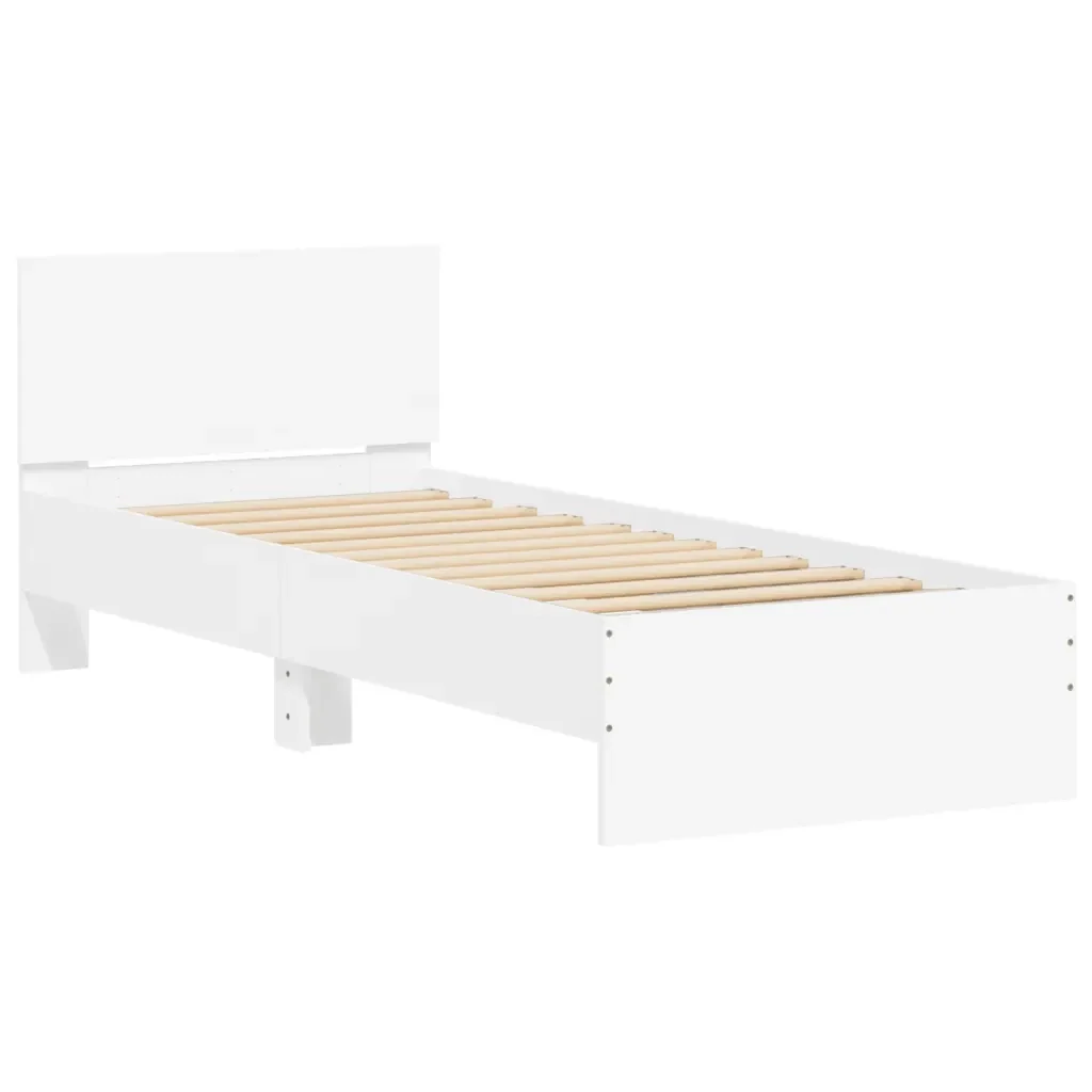 Letto singolo | Letto per adulti | Giroletto con Testiera e LED Bianco 90x190 cm - Image 3