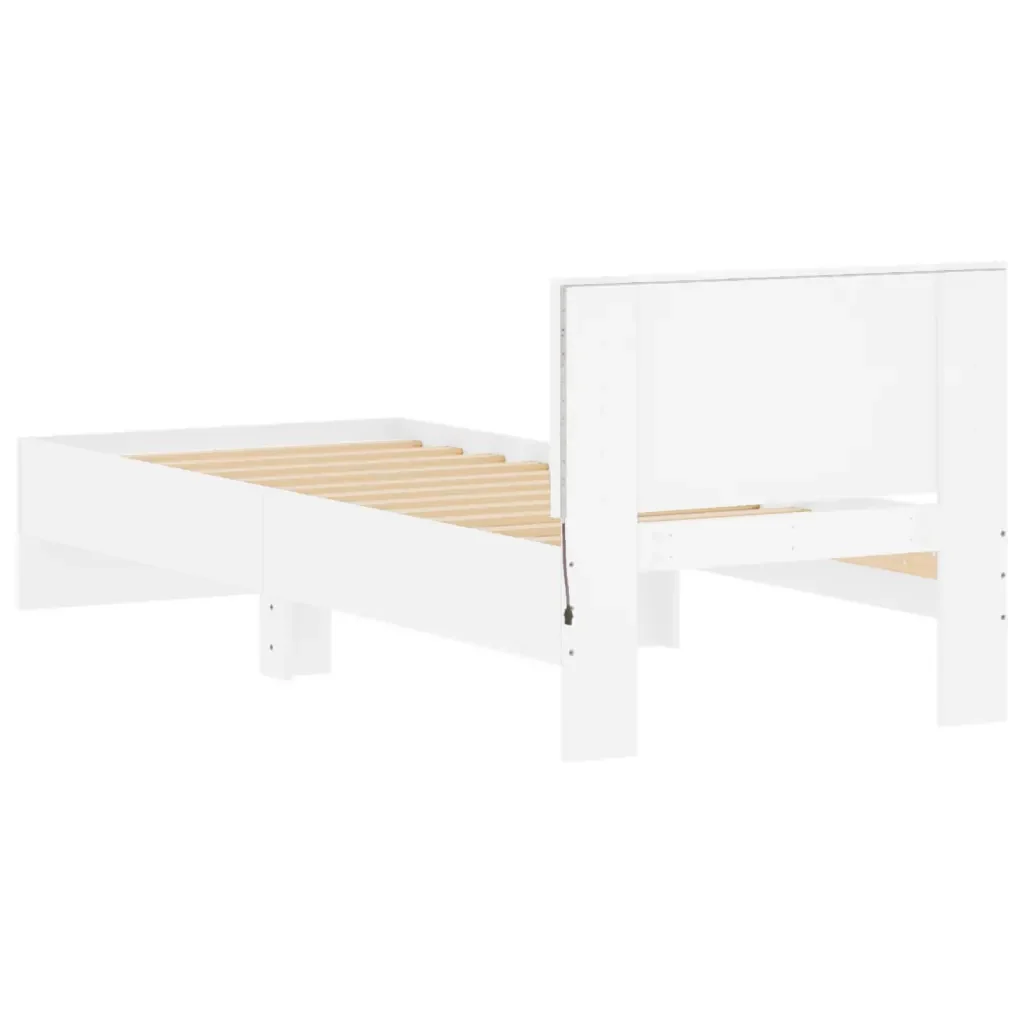 Letto singolo | Letto per adulti | Giroletto con Testiera e LED Bianco 90x190 cm - Image 9
