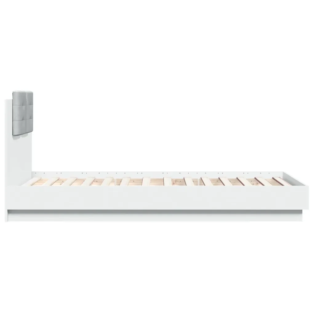 Letto singolo | Letto per adulti | Giroletto con Testiera e LED Bianco 90x190 cm - Image 7
