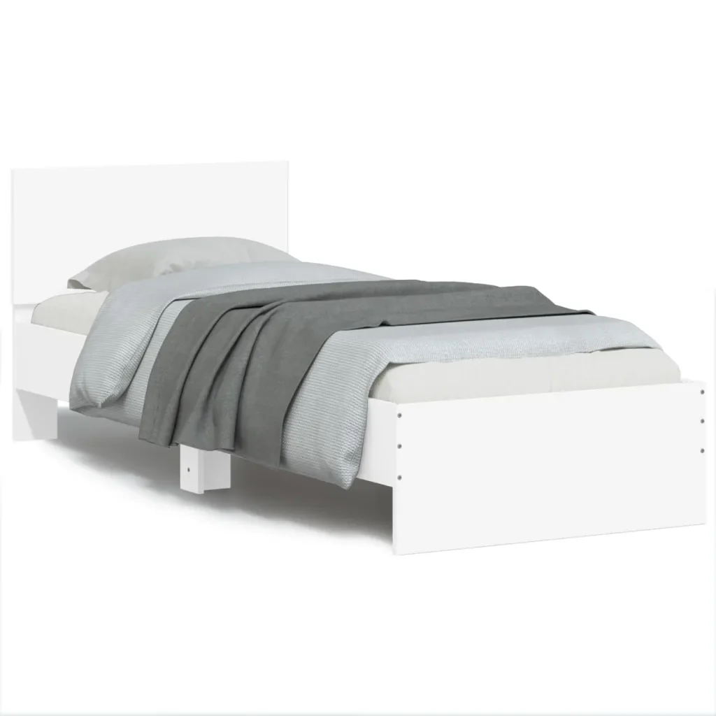 Letto singolo | Letto per adulti | Giroletto con Testiera e LED Bianco 90x200 cm - Image 2