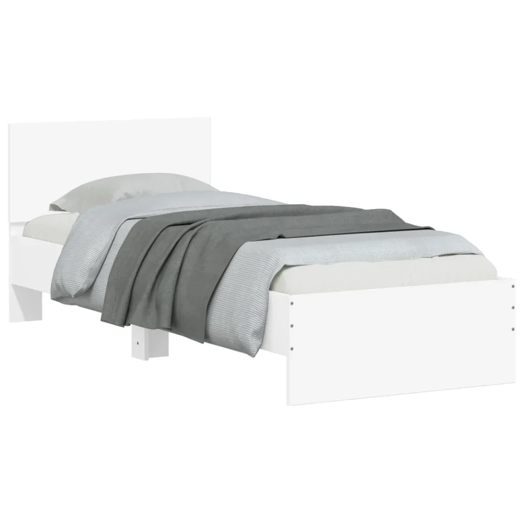 Letto singolo | Letto per adulti | Giroletto con Testiera e LED Bianco 90x200 cm - Image 5