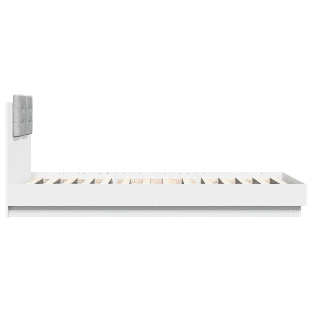Letto singolo | Letto per adulti | Giroletto con Testiera e LED Bianco 90x200 cm - Image 7