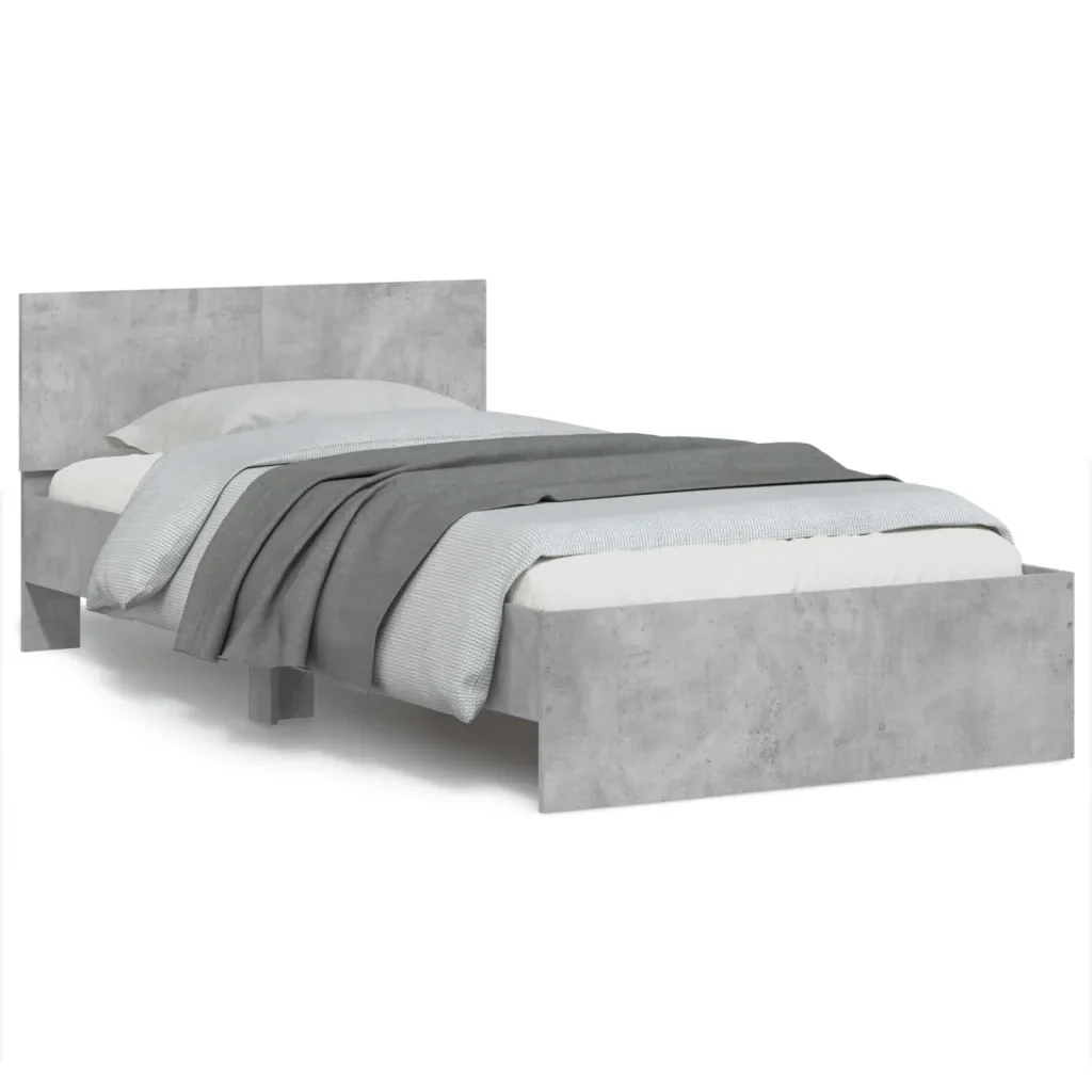 Letto singolo | Letto per adulti | Giroletto con Testiera e LED Grigio Cemento 100x200 cm - Image 2