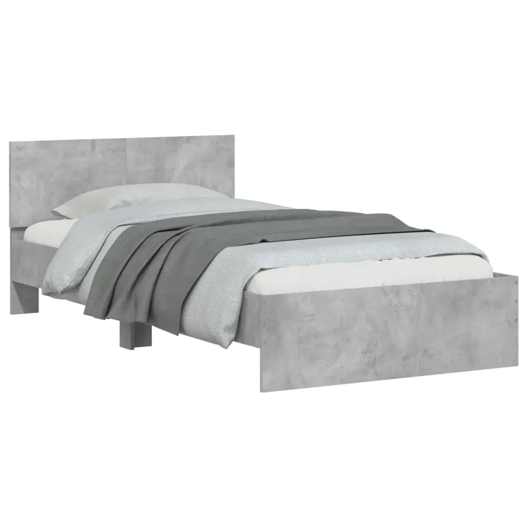 Letto singolo | Letto per adulti | Giroletto con Testiera e LED Grigio Cemento 100x200 cm - Image 5