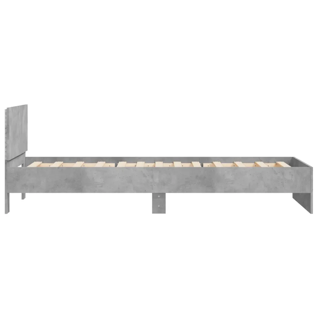Letto singolo | Letto per adulti | Giroletto con Testiera e LED Grigio Cemento 100x200 cm - Image 8