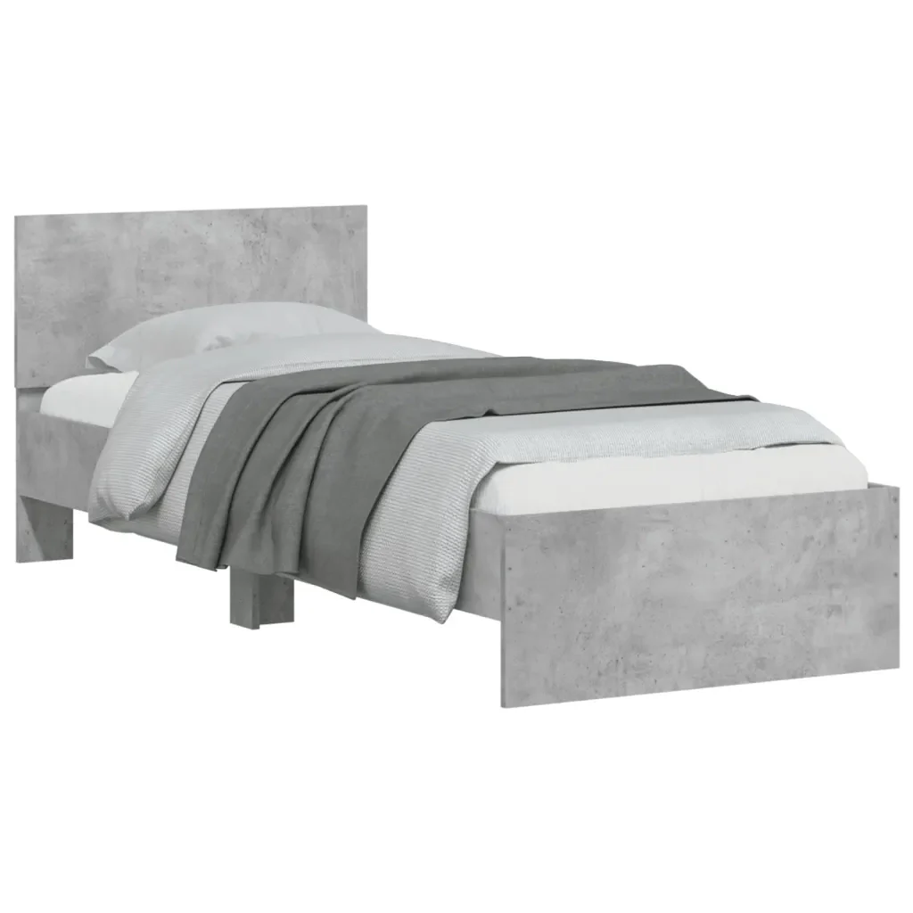 Letto singolo | Letto per adulti | Giroletto con Testiera e LED Grigio Cemento 75x190 cm - Image 6