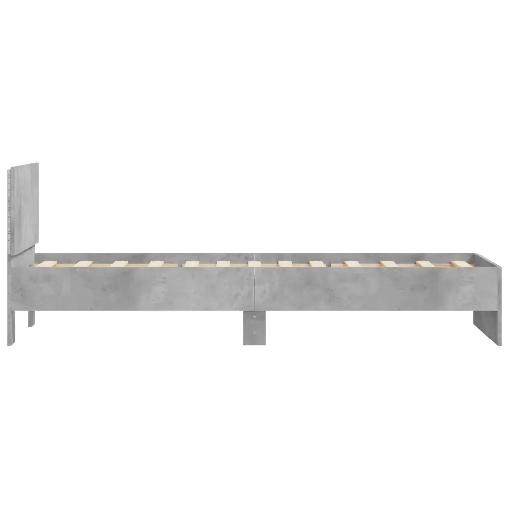 Letto singolo | Letto per adulti | Giroletto con Testiera e LED Grigio Cemento 75x190 cm - Image 8