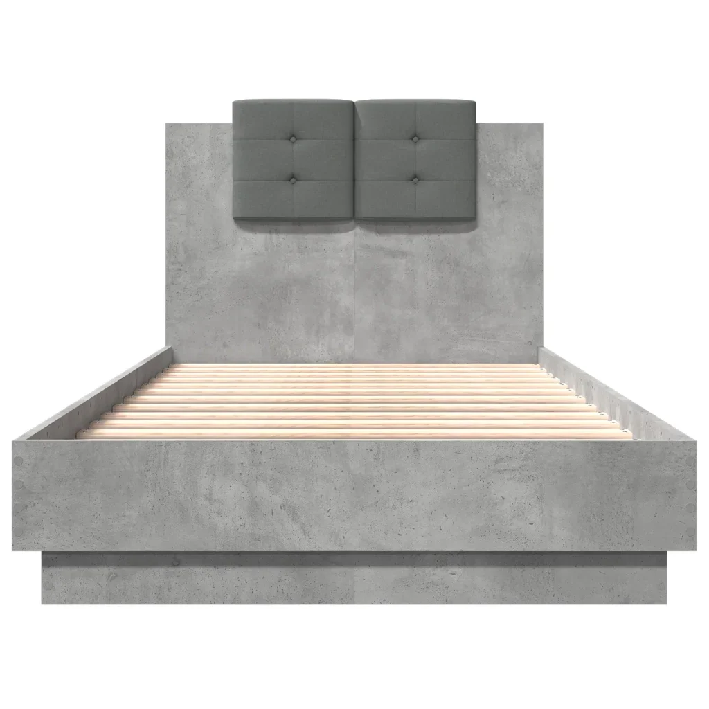 Letto singolo | Letto per adulti | Giroletto con Testiera e LED Grigio Cemento 75x190 cm - Image 6
