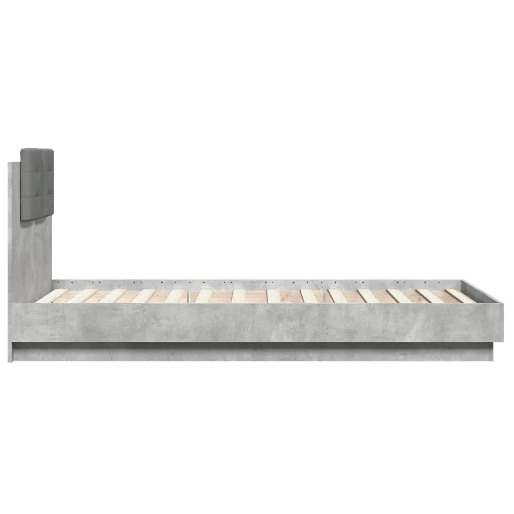 Letto singolo | Letto per adulti | Giroletto con Testiera e LED Grigio Cemento 75x190 cm - Image 7
