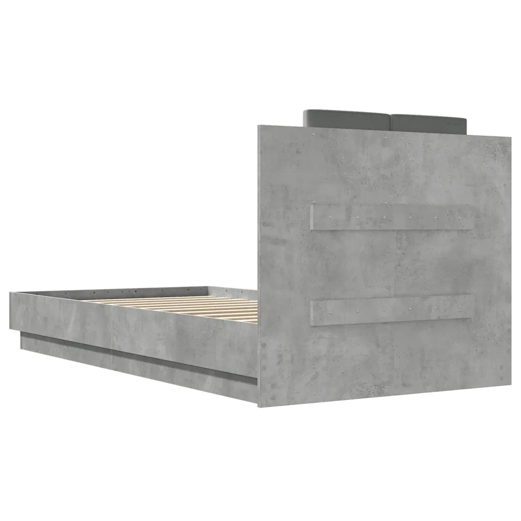 Letto singolo | Letto per adulti | Giroletto con Testiera e LED Grigio Cemento 75x190 cm - Image 8