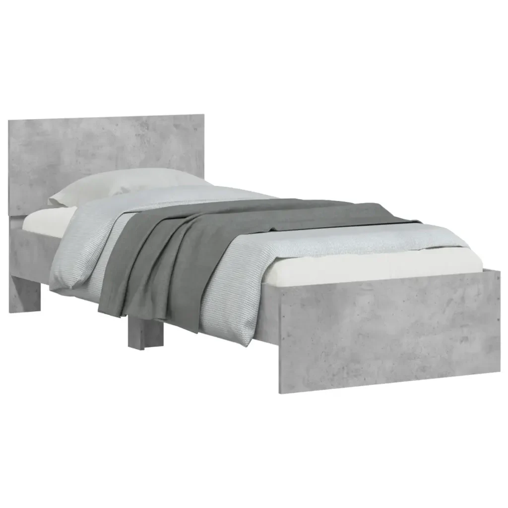 Letto singolo | Letto per adulti | Giroletto con Testiera e LED Grigio Cemento 90x200 cm - Image 5