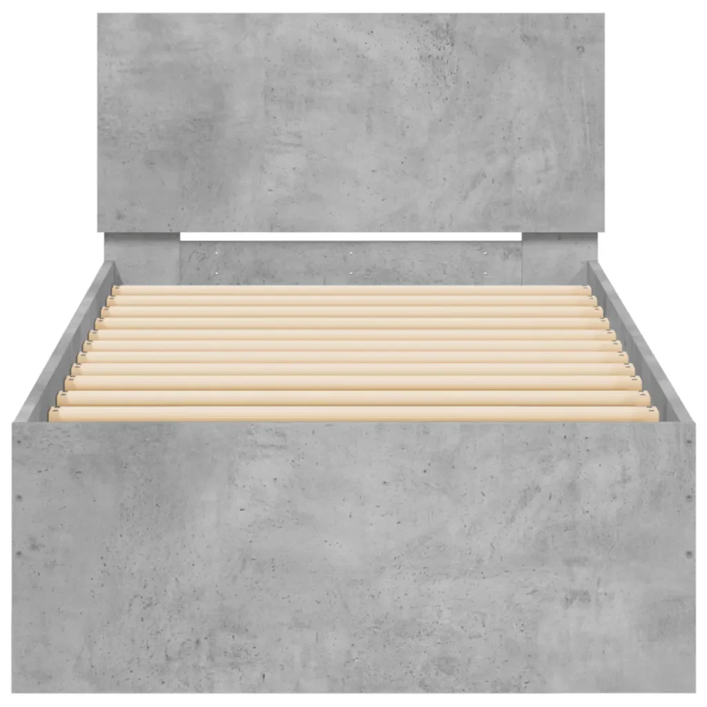 Letto singolo | Letto per adulti | Giroletto con Testiera e LED Grigio Cemento 90x200 cm - Image 7