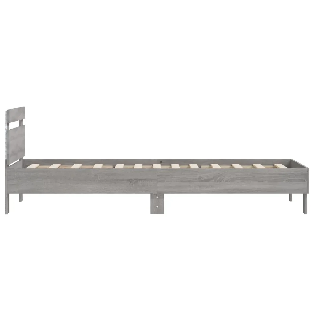 Letto singolo | Letto per adulti | Giroletto con Testiera e LED Grigio Sonoma 100x200 cm - Image 8