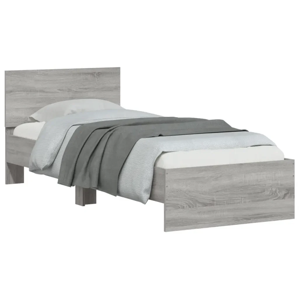 Letto singolo | Letto per adulti | Giroletto con Testiera e LED Grigio Sonoma 75x190 cm - Image 6