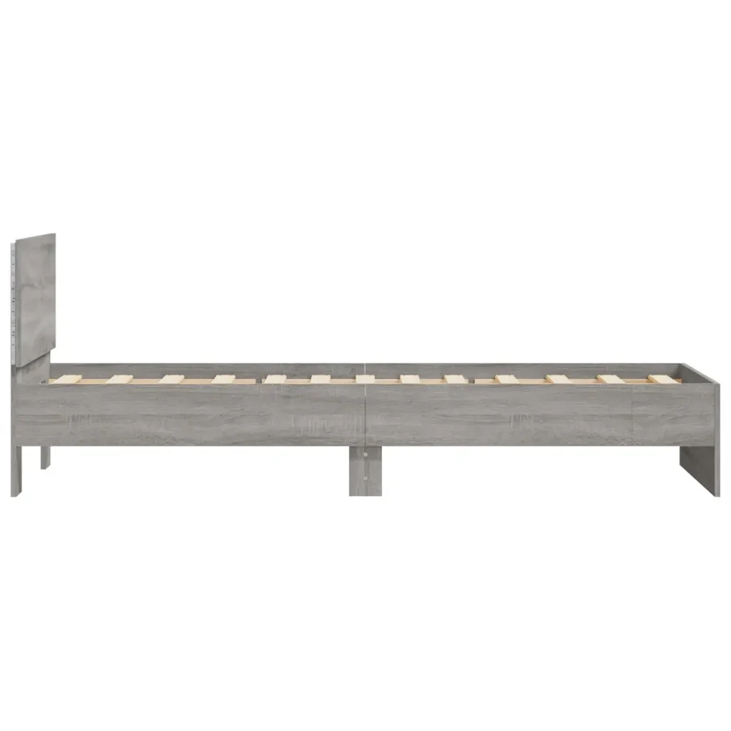 Letto singolo | Letto per adulti | Giroletto con Testiera e LED Grigio Sonoma 75x190 cm - Image 8