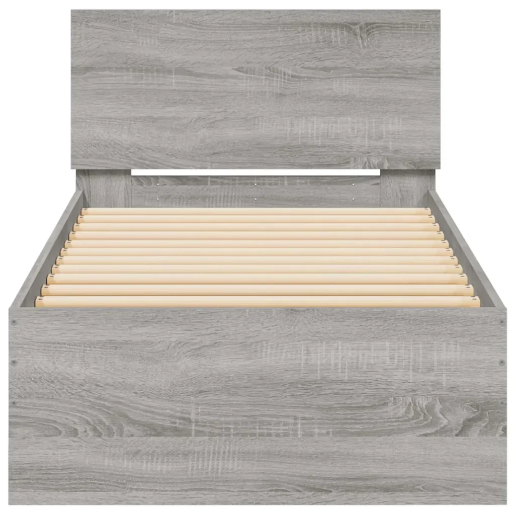 Letto singolo | Letto per adulti | Giroletto con Testiera e LED Grigio Sonoma 90x190 cm - Image 7