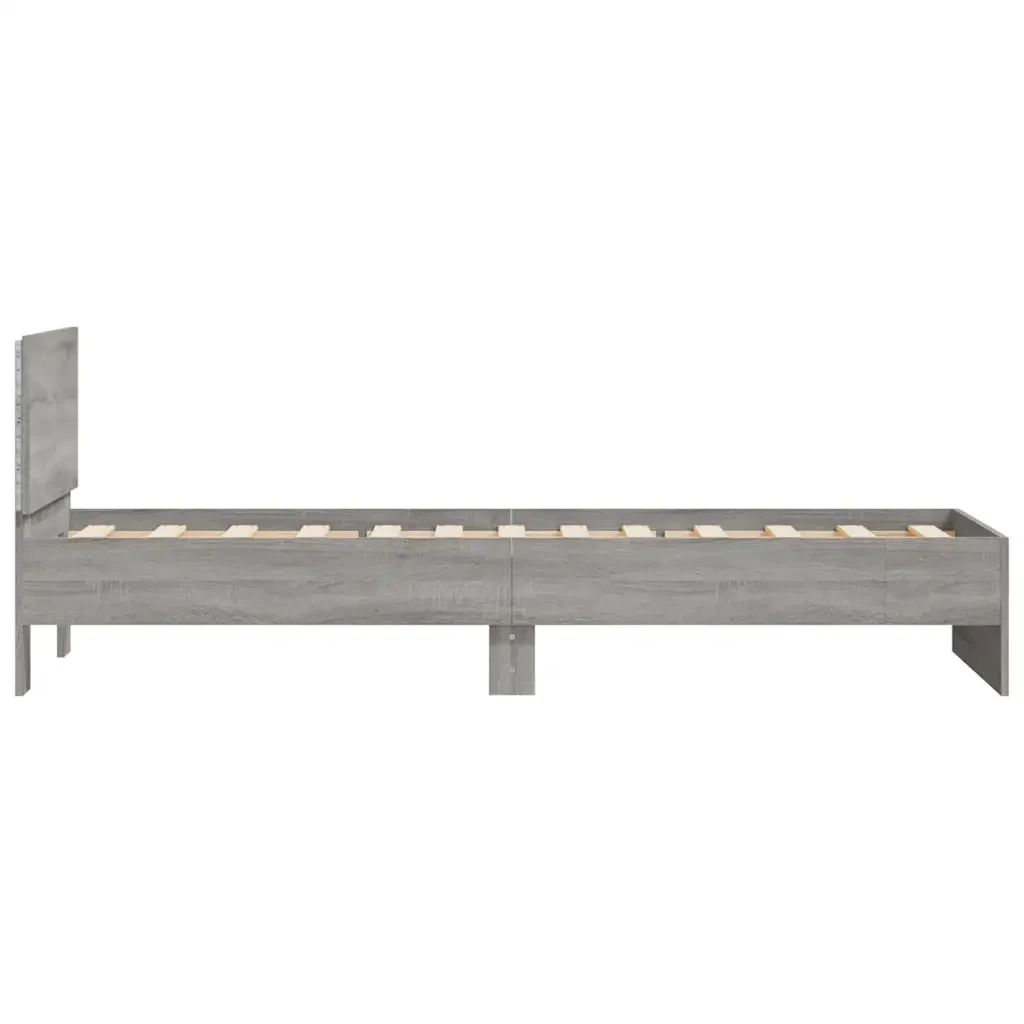 Letto singolo | Letto per adulti | Giroletto con Testiera e LED Grigio Sonoma 90x190 cm - Image 8
