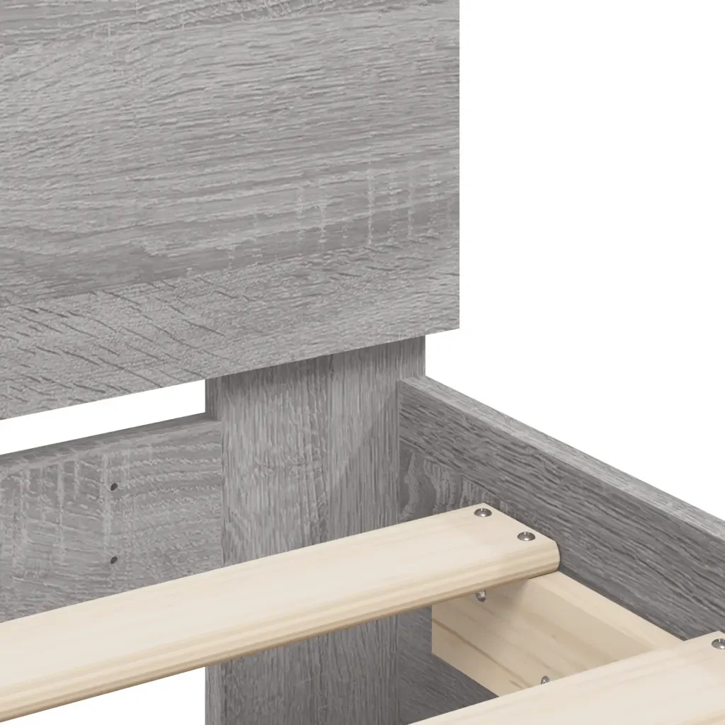 Letto singolo | Letto per adulti | Giroletto con Testiera e LED Grigio Sonoma 90x190 cm - Image 10