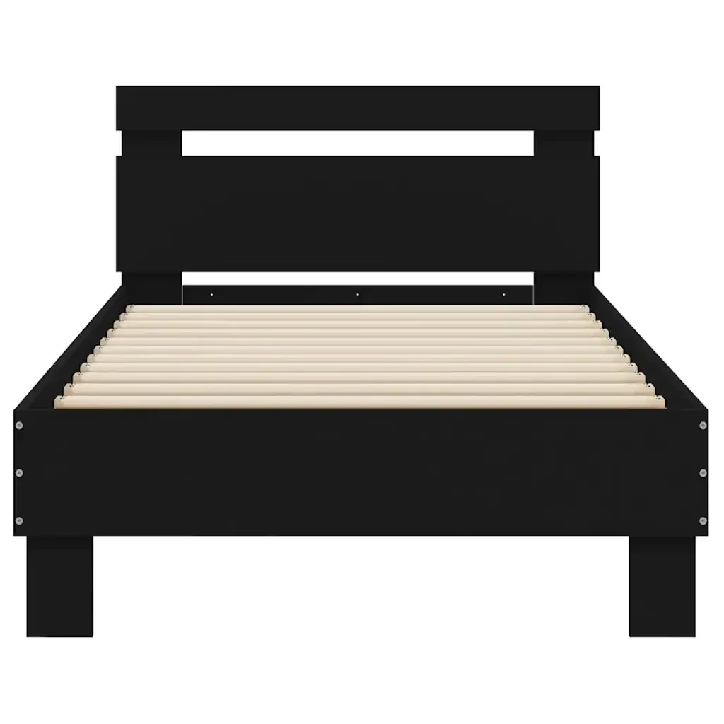 Letto singolo | Letto per adulti | Giroletto con Testiera e LED Nero 75x190 cm - Image 7