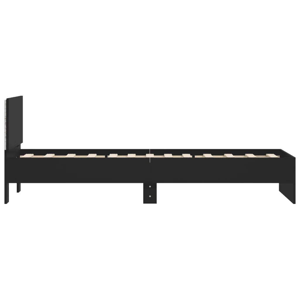 Letto singolo | Letto per adulti | Giroletto con Testiera e LED Nero 75x190 cm - Image 8
