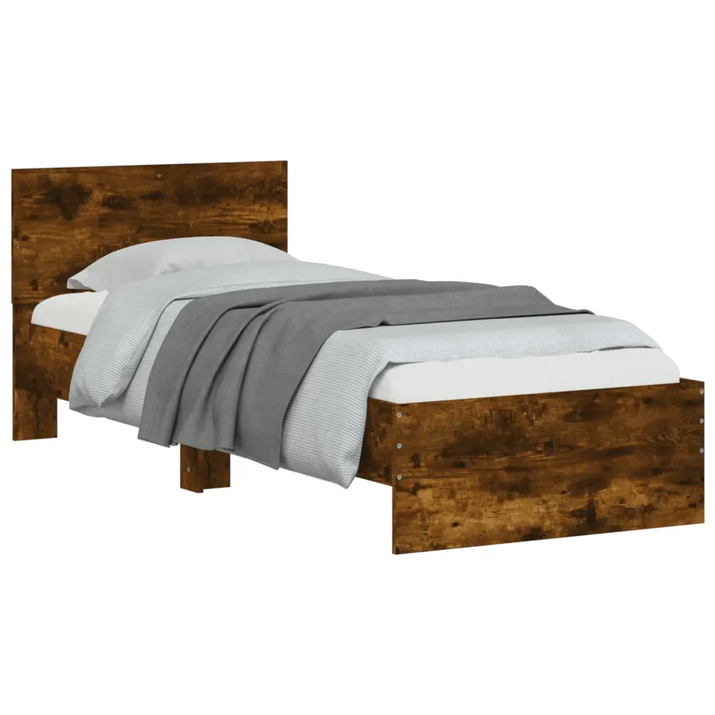 Letto singolo | Letto per adulti | Giroletto con Testiera e LED Rovere Fumo 75x190 cm - Image 6