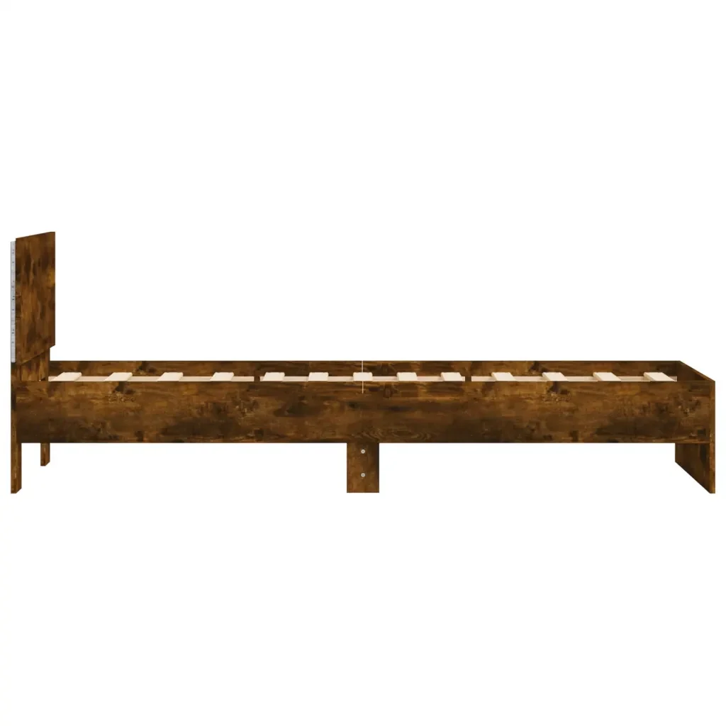Letto singolo | Letto per adulti | Giroletto con Testiera e LED Rovere Fumo 75x190 cm - Image 8