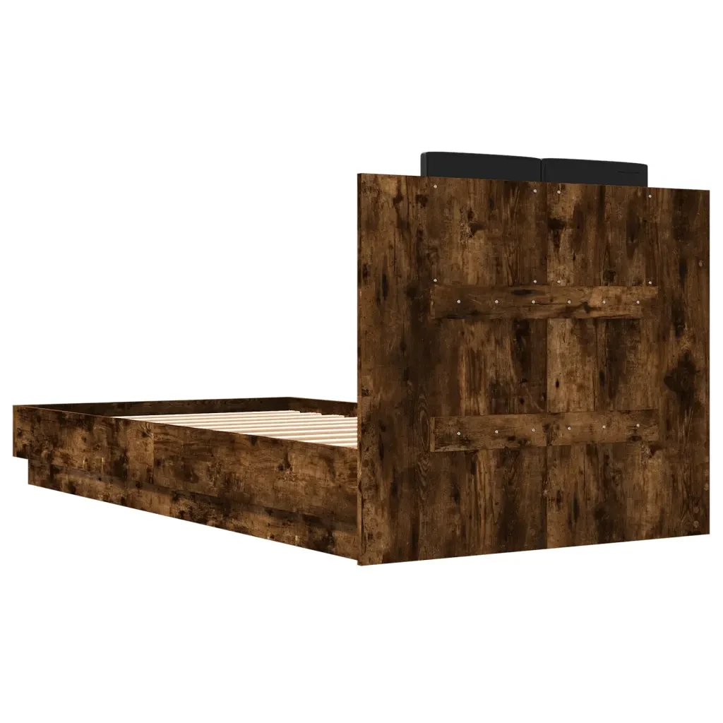 Letto singolo | Letto per adulti | Giroletto con Testiera e LED Rovere Fumo 75x190 cm - Image 8