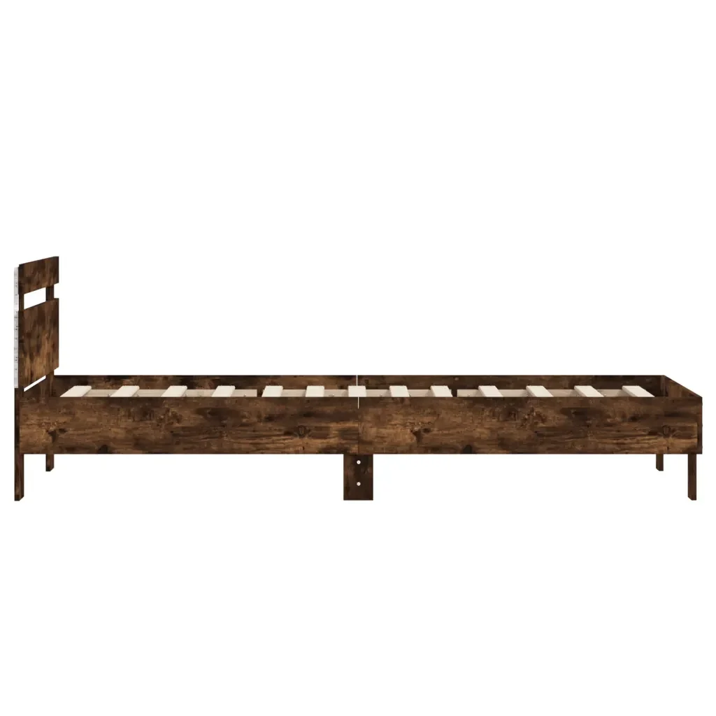 Letto singolo | Letto per adulti | Giroletto con Testiera e LED Rovere Fumo 90x200 cm - Image 8