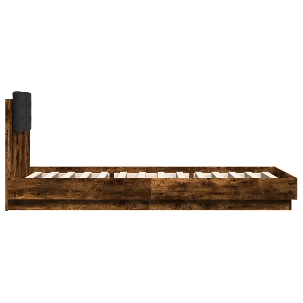 Letto singolo | Letto per adulti | Giroletto con Testiera e LED Rovere Fumo 90x200 cm - Image 7
