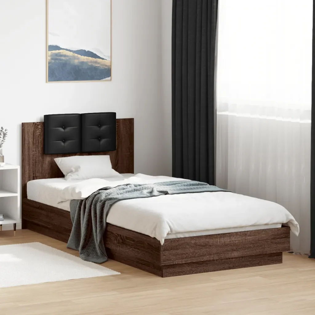 Letto singolo | Letto per adulti | Giroletto con Testiera e LED Rovere Marrone 100x200 cm - Image 2
