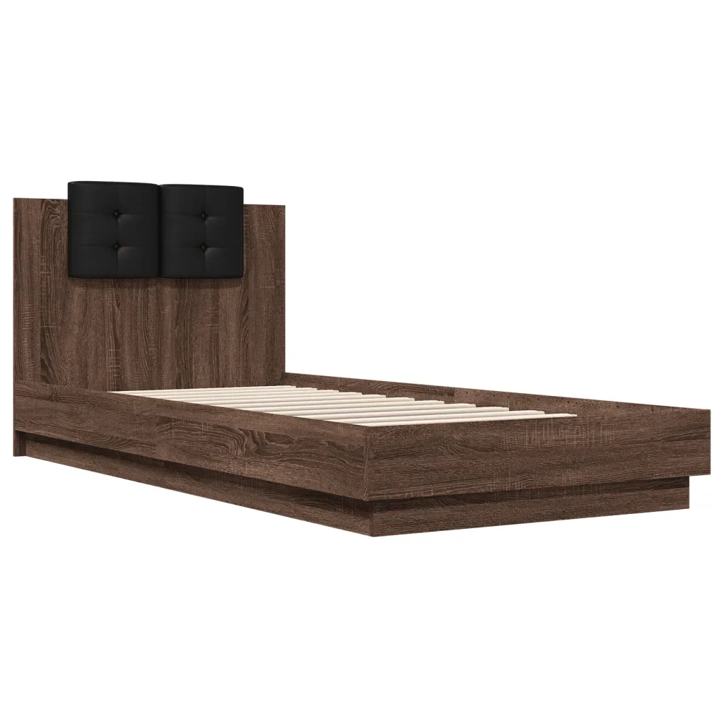 Letto singolo | Letto per adulti | Giroletto con Testiera e LED Rovere Marrone 100x200 cm - Image 4