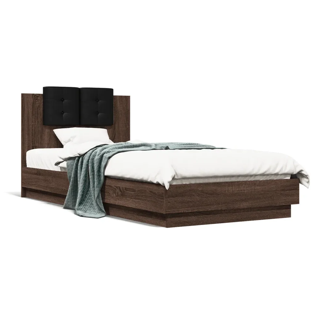 Letto singolo | Letto per adulti | Giroletto con Testiera e LED Rovere Marrone 100x200 cm - Image 5