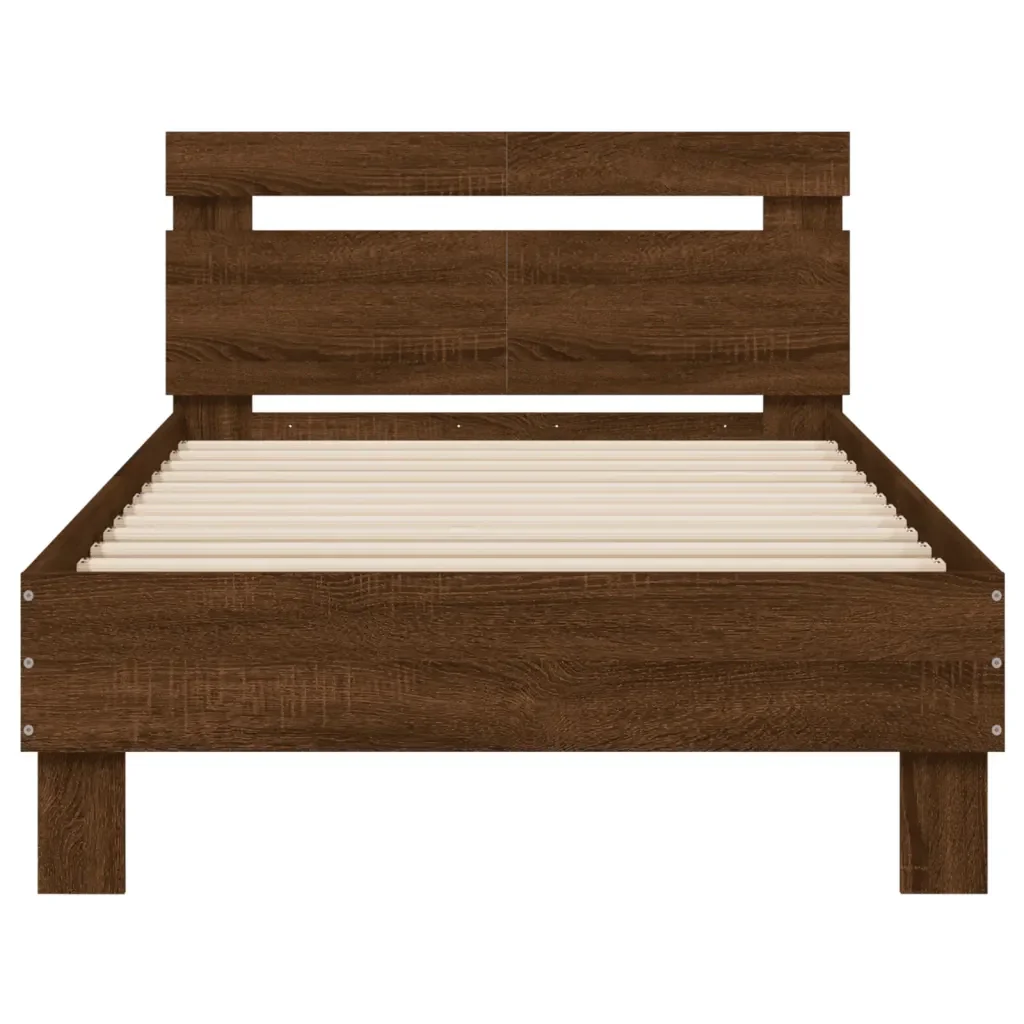 Letto singolo | Letto per adulti | Giroletto con Testiera e LED Rovere Marrone 100x200 cm - Image 7