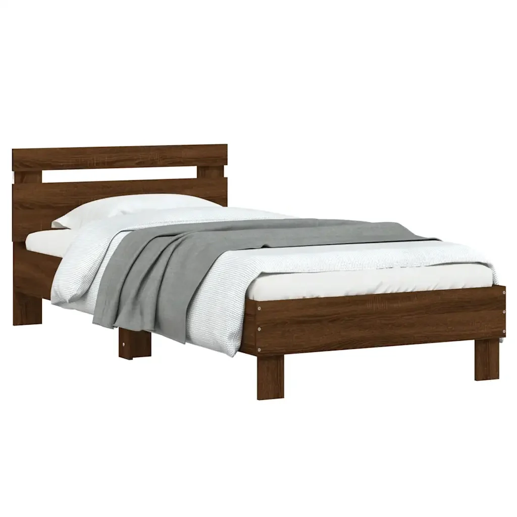 Letto singolo | Letto per adulti | Giroletto con Testiera e LED Rovere Marrone 75x190 cm - Image 6