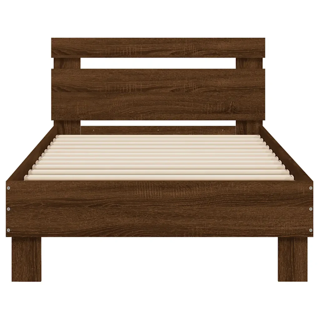 Letto singolo | Letto per adulti | Giroletto con Testiera e LED Rovere Marrone 75x190 cm - Image 7