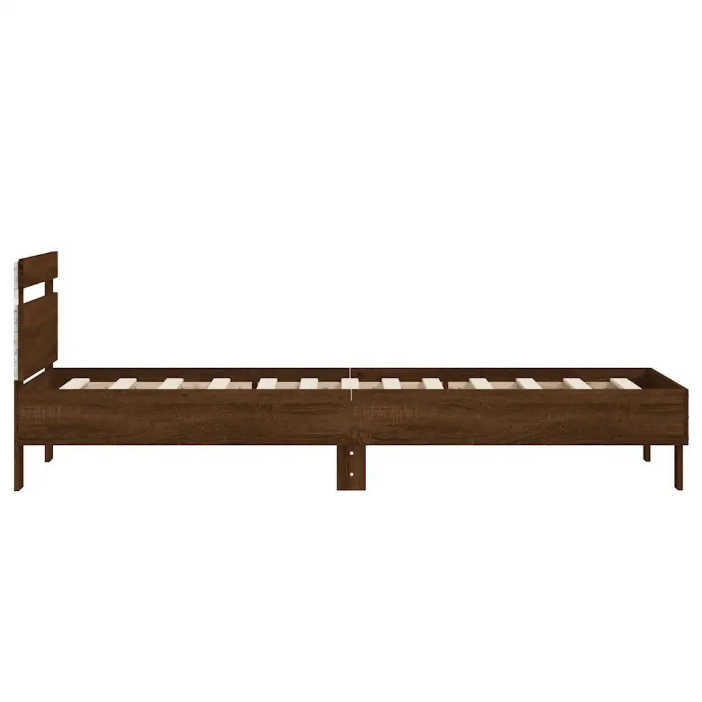 Letto singolo | Letto per adulti | Giroletto con Testiera e LED Rovere Marrone 75x190 cm - Image 8