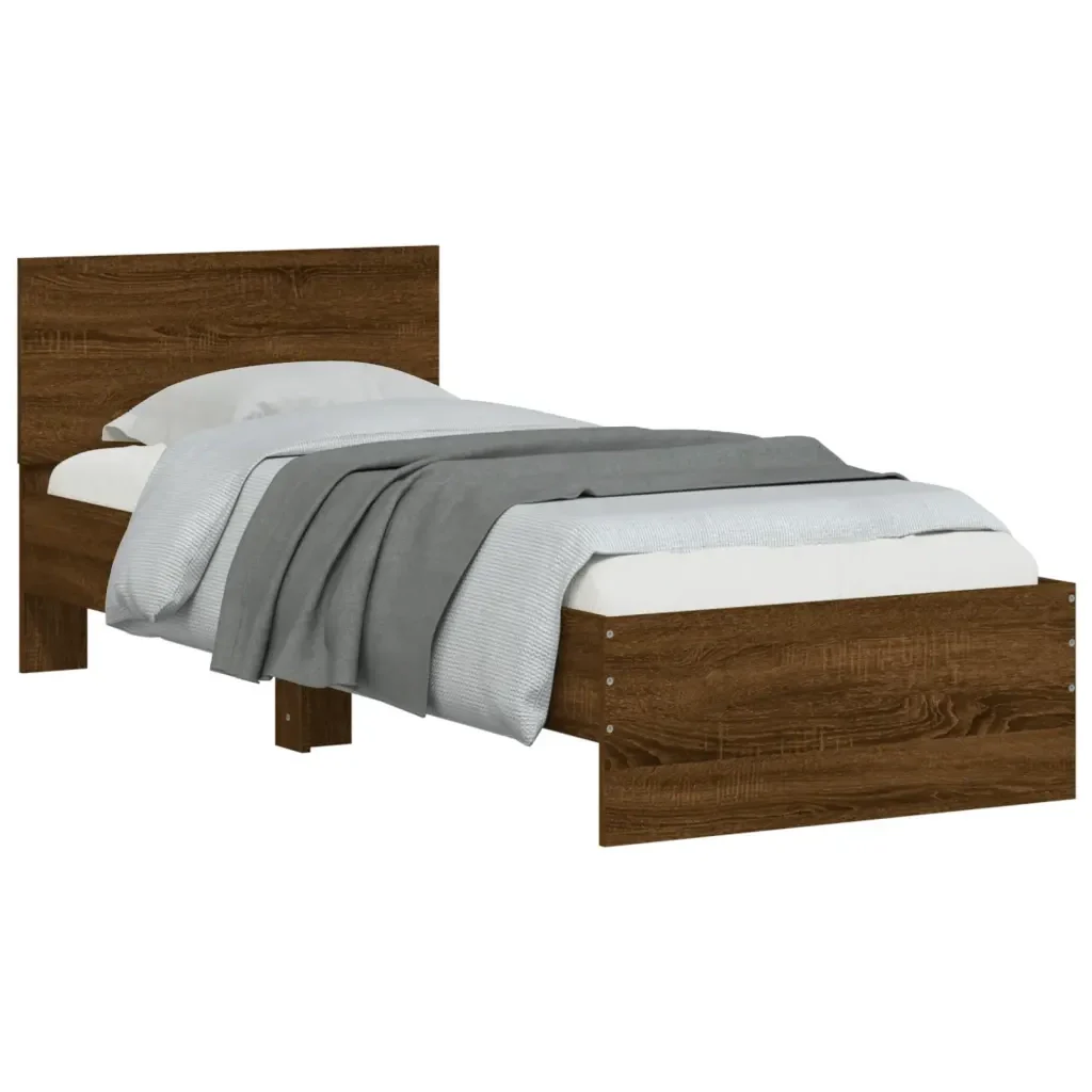 Letto singolo | Letto per adulti | Giroletto con Testiera e LED Rovere Marrone 75x190 cm - Image 6