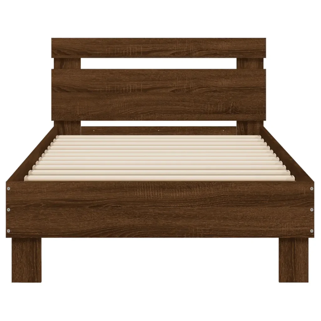 Letto singolo | Letto per adulti | Giroletto con Testiera e LED Rovere Marrone 90x200 cm - Image 7