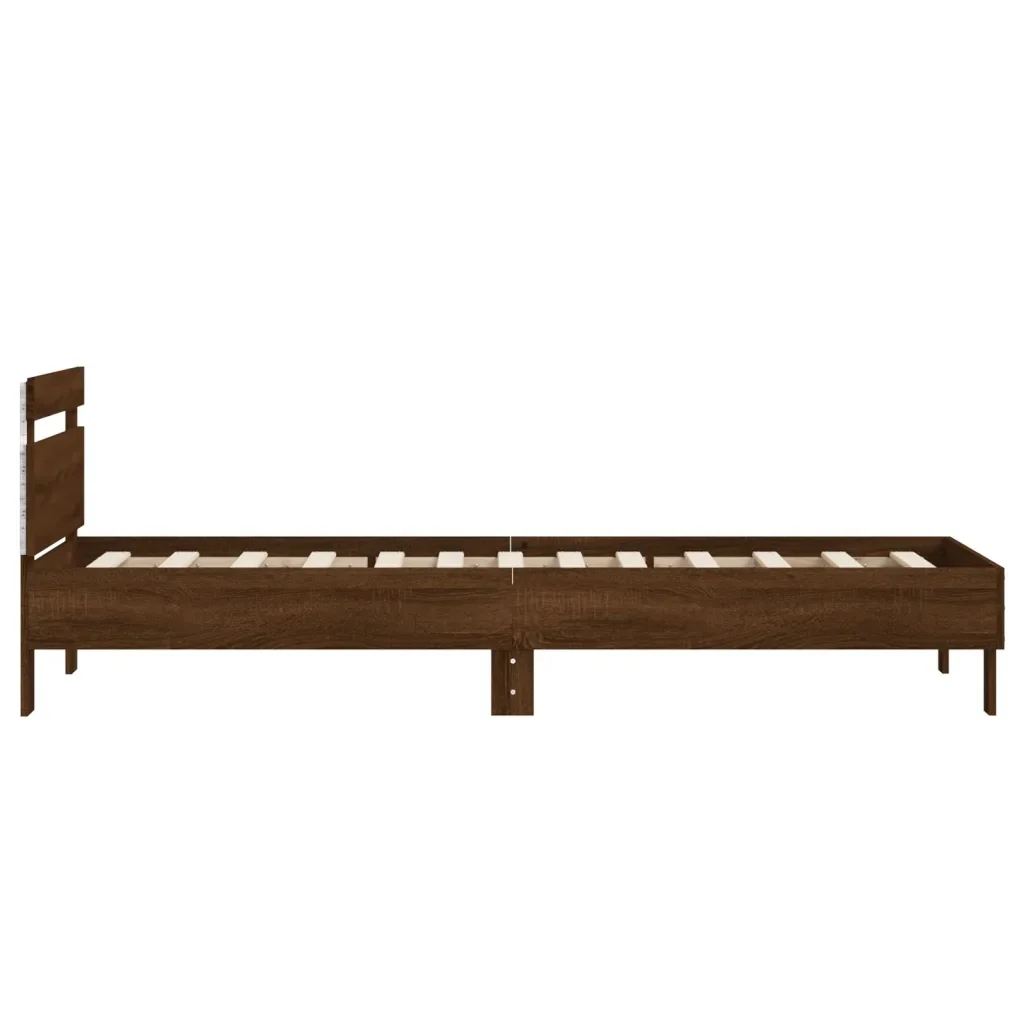 Letto singolo | Letto per adulti | Giroletto con Testiera e LED Rovere Marrone 90x200 cm - Image 8