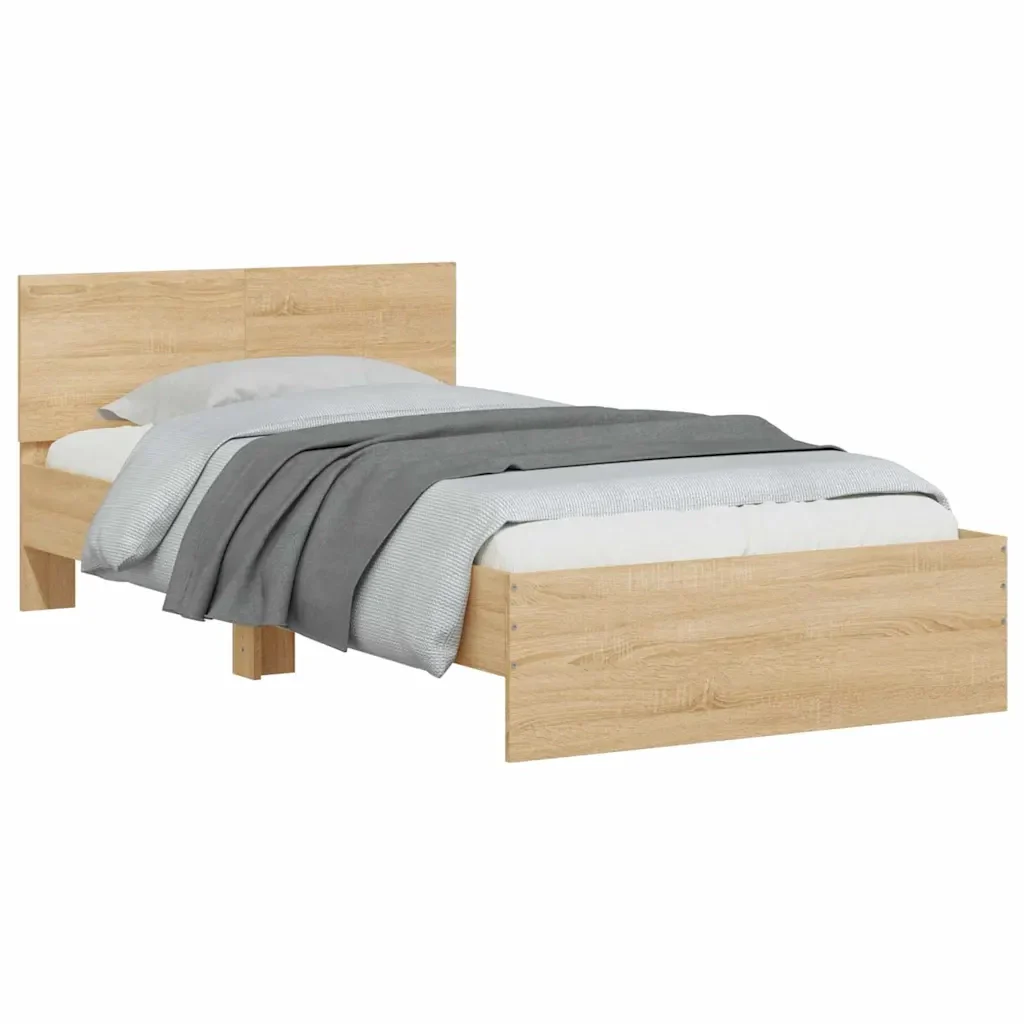 Letto singolo | Letto per adulti | Giroletto con Testiera e LED Rovere Sonoma 100x200 cm - Image 6