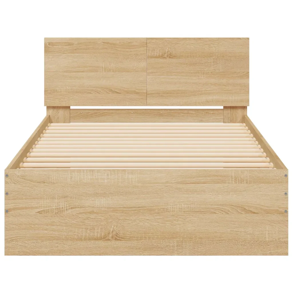 Letto singolo | Letto per adulti | Giroletto con Testiera e LED Rovere Sonoma 100x200 cm - Image 7