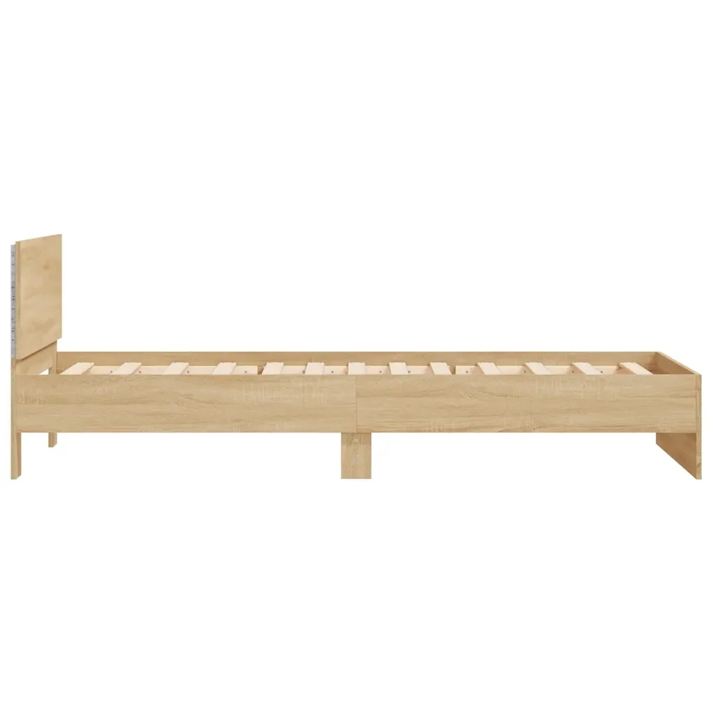 Letto singolo | Letto per adulti | Giroletto con Testiera e LED Rovere Sonoma 100x200 cm - Image 8