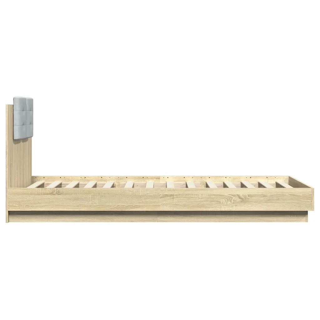 Letto singolo | Letto per adulti | Giroletto con Testiera e LED Rovere Sonoma 100x200 cm - Image 7