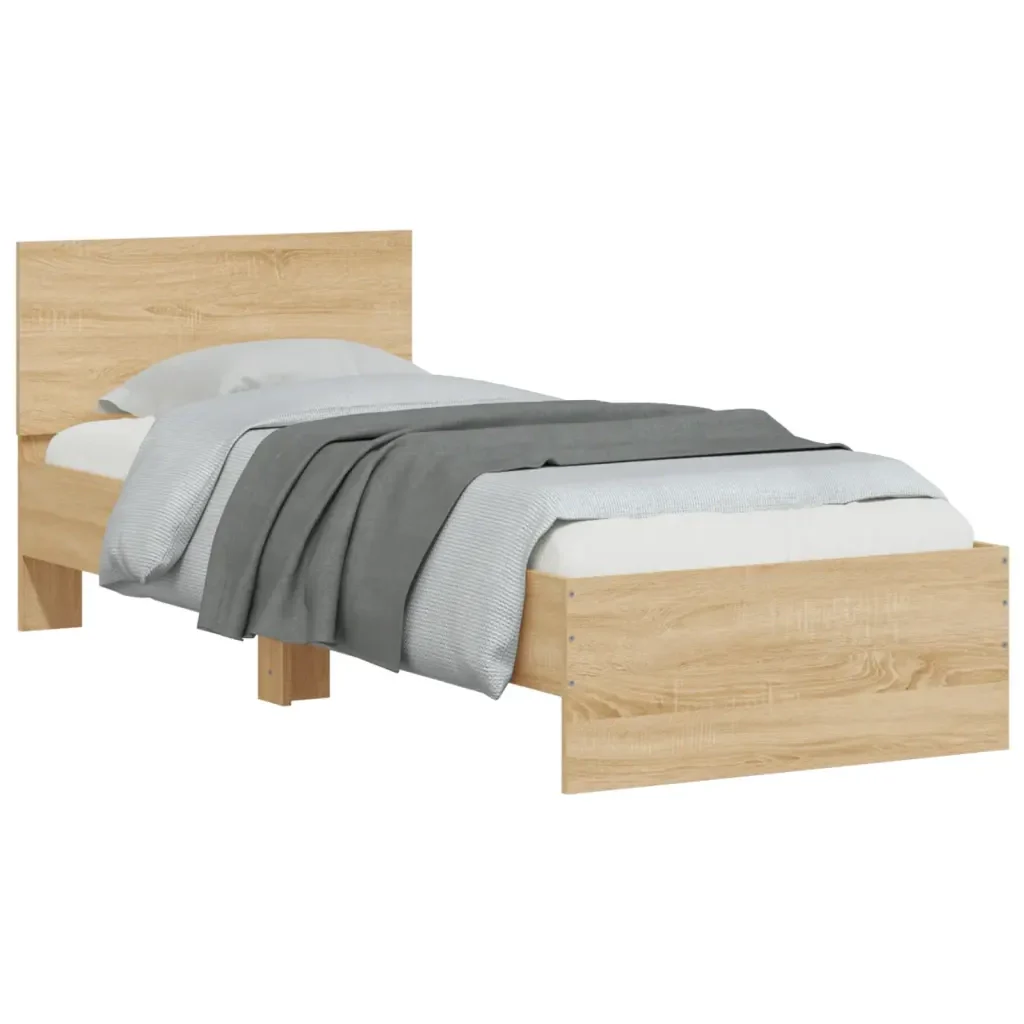 Letto singolo | Letto per adulti | Giroletto con Testiera e LED Rovere Sonoma 75x190 cm - Image 6