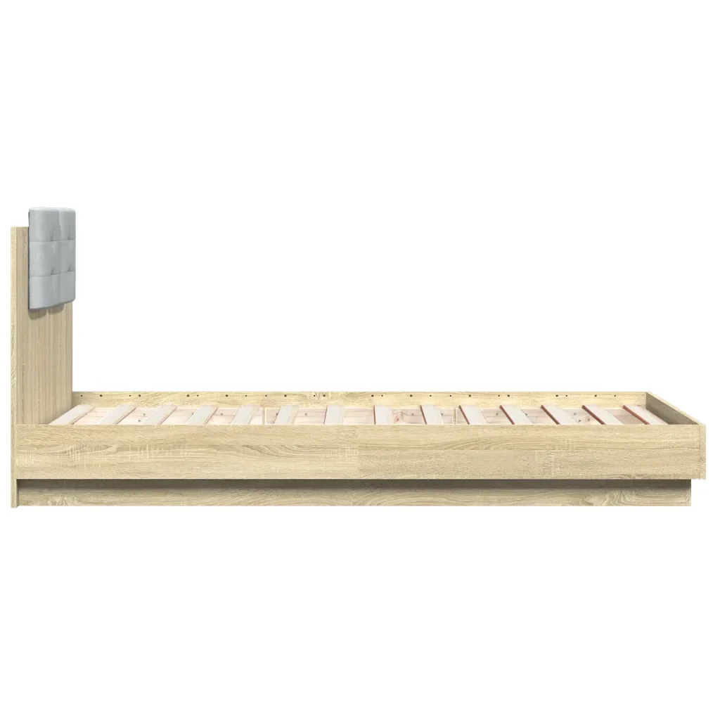 Letto singolo | Letto per adulti | Giroletto con Testiera e LED Rovere Sonoma 90x190 cm - Image 7