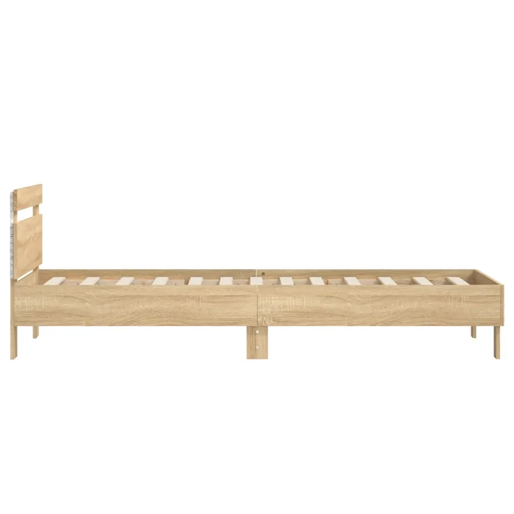 Letto singolo | Letto per adulti | Giroletto con Testiera e LED Rovere Sonoma 90x200 cm - Image 8